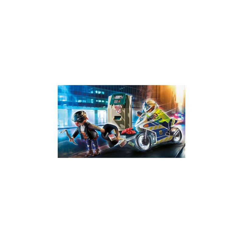 PLAYMOBIL 70572 City Action - Polizei-Motorrad: Verfolgung des Geldräubers, Konstruktionsspielzeug