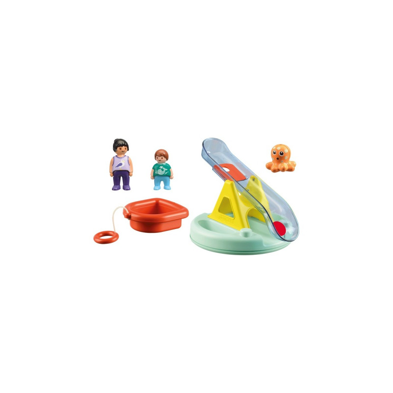 PLAYMOBIL 70635 1.2.3 AQUA Badeinsel mit Wasserrutsche, Konstruktionsspielzeug