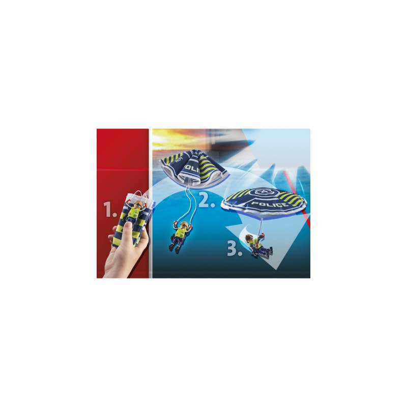 PLAYMOBIL 70781 City Action Polizei-Fallschirm: Verfolgung des Amphibien-Fahrzeugs, Konstruktionsspielzeug