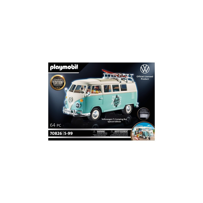 PLAYMOBIL 70826 Famous Cars Volkswagen T1 Camping Bus - Special Edition, Konstruktionsspielzeug
