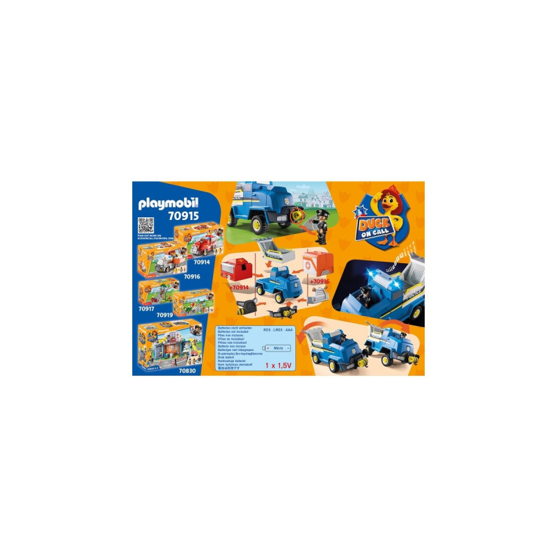 PLAYMOBIL 70915 DUCK ON CALL Polizei Einsatzfahrzeug, Konstruktionsspielzeug