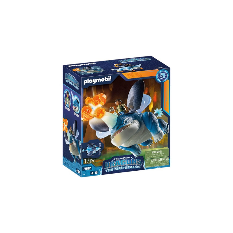 PLAYMOBIL 71082 Dragons: The Nine Realms - Plowhorn & D'Angelo, Konstruktionsspielzeug(Mit Kristallfels zum Sprengen)