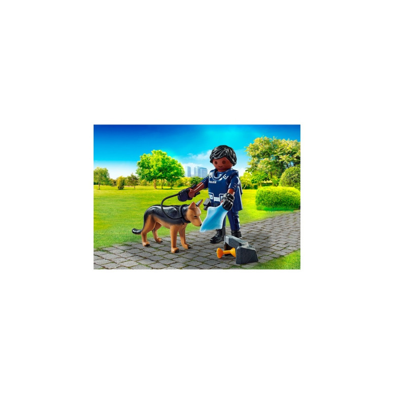 PLAYMOBIL 71162 specialPLUS Polizist mit Spürhund, Konstruktionsspielzeug