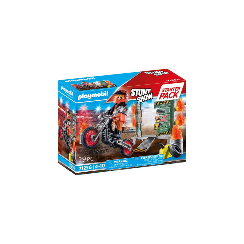 PLAYMOBIL 71256 Stuntshow Starter Pack Stuntshow Motorrad mit Feuerwand, Konstruktionsspielzeug