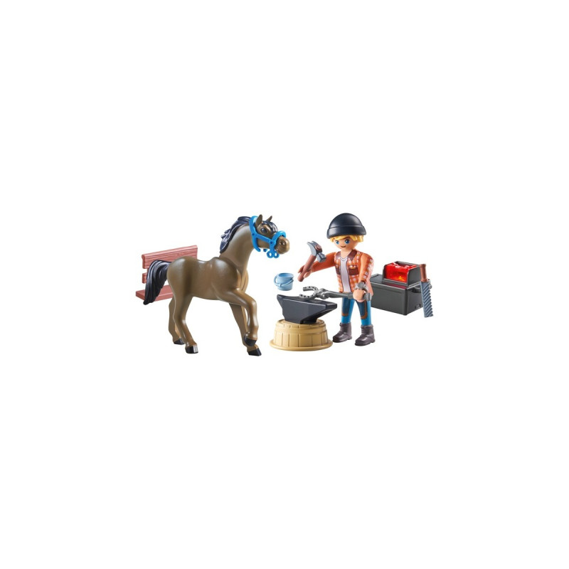 PLAYMOBIL 71357 Horses of Waterfall Hufschmied Ben & Achilles, Konstruktionsspielzeug