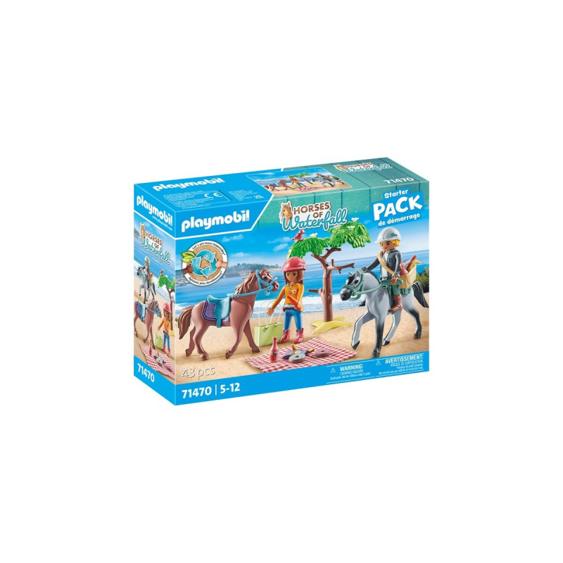 PLAYMOBIL 71470 Horses of Waterfall Starter Pack Reitausflug an den Strand mit Amelia und Ben, Konstruktionsspielzeug