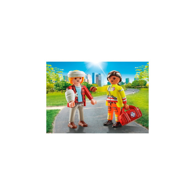 PLAYMOBIL 71506 DuoPack Sanitäterin mit Patient, Konstruktionsspielzeug