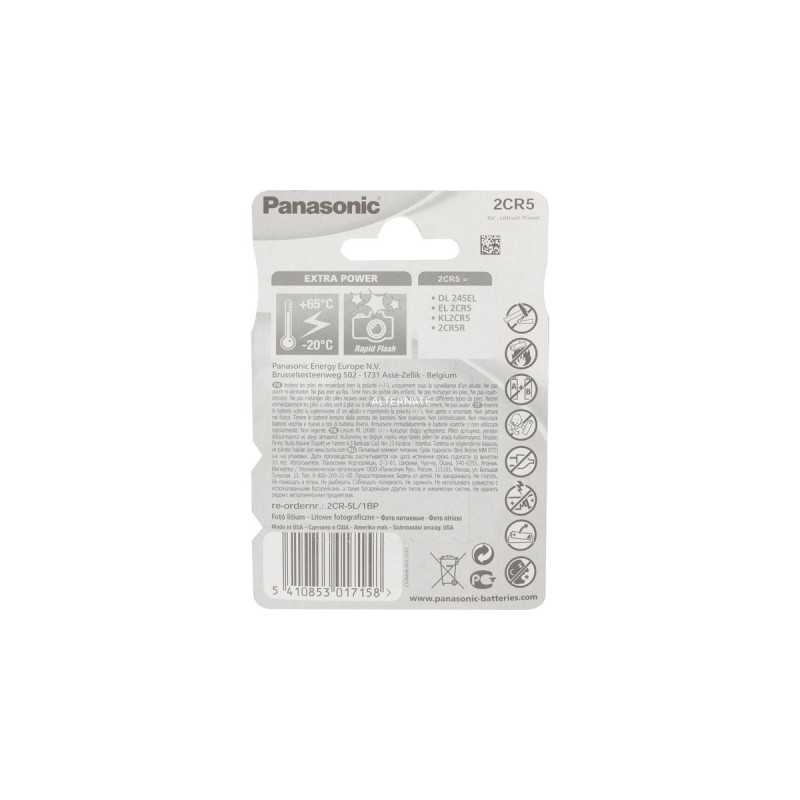 Panasonic Cylindrical Lithium 2CR-5L/1BP, Batterie(1 Stück, 2CR-5)