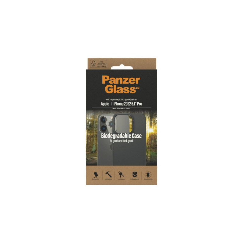 PanzerGlass Biologisch abbaubar Case, Handyhülle(schwarz, iPhone 14 Pro)