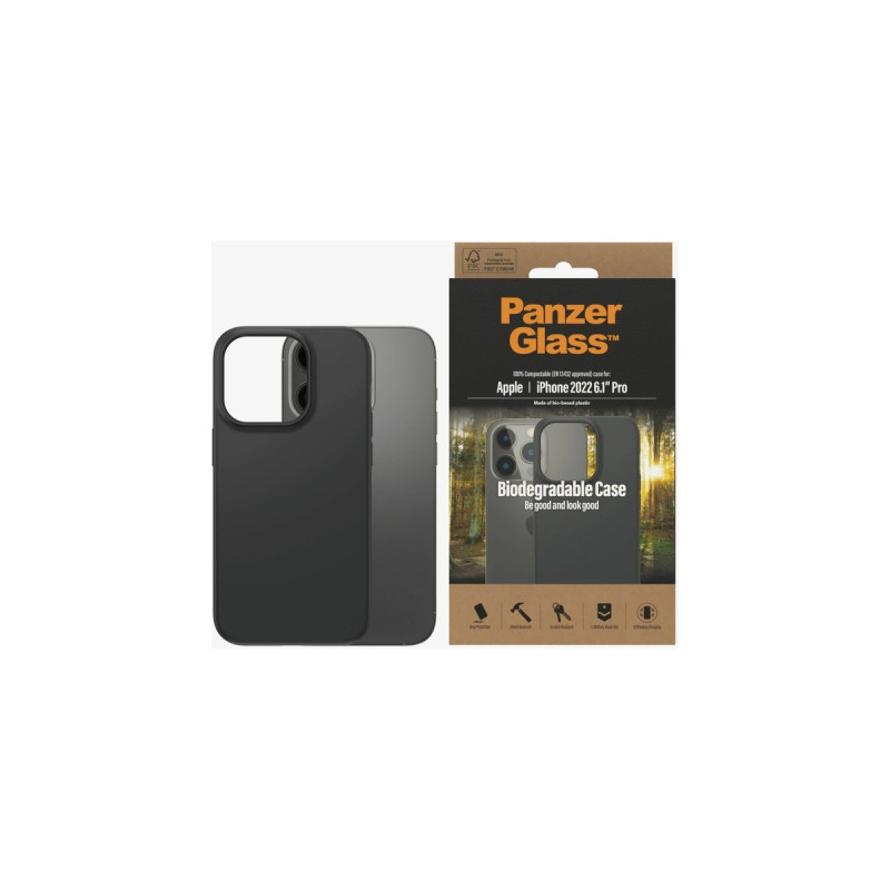 PanzerGlass Biologisch abbaubar Case, Handyhülle(schwarz, iPhone 14 Pro)