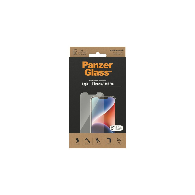 PanzerGlass Classic Fit Bildschirmschutz, Schutzfolie(transparent, iPhone 14, 13, 13 Pro)