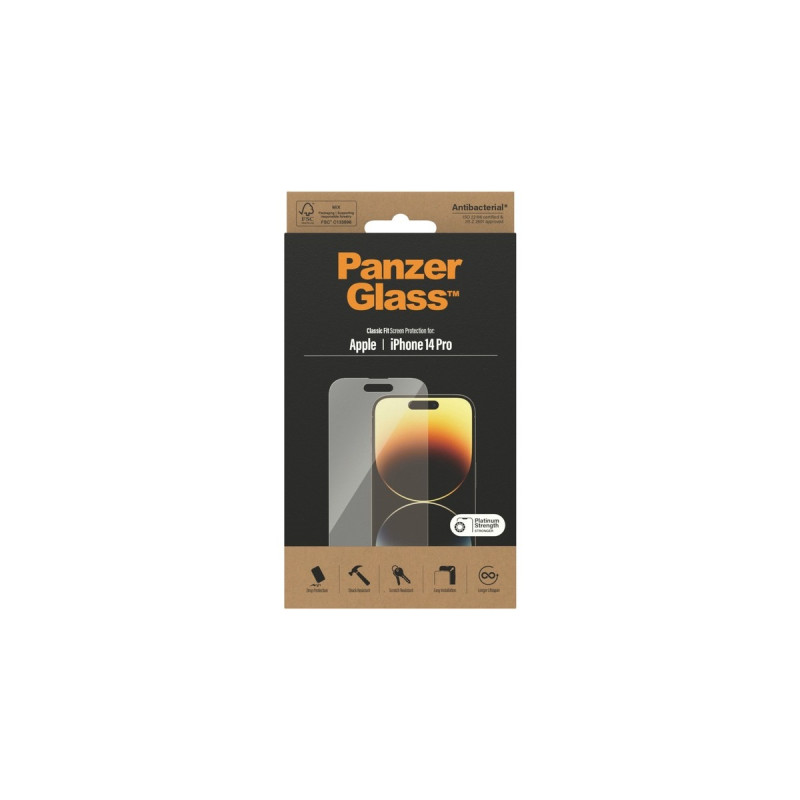 PanzerGlass Classic Fit Bildschirmschutz, Schutzfolie(transparent, iPhone 14 Pro)