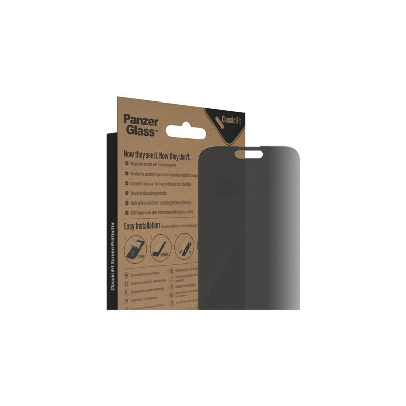 PanzerGlass Classic Fit Privacy Bildschirmschutz, Schutzfolie(transparent, iPhone 14 Pro Max)