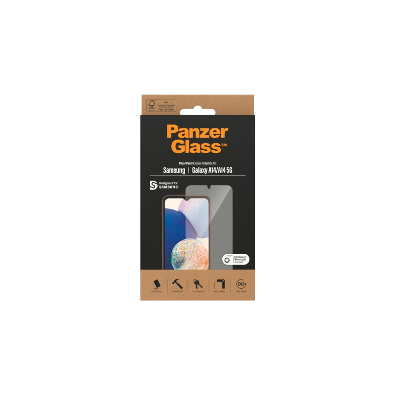PanzerGlass Displayschutz Ultra-Wide Fit, Schutzfolie(transparent, Samsung Galaxy A14/A14 5G)