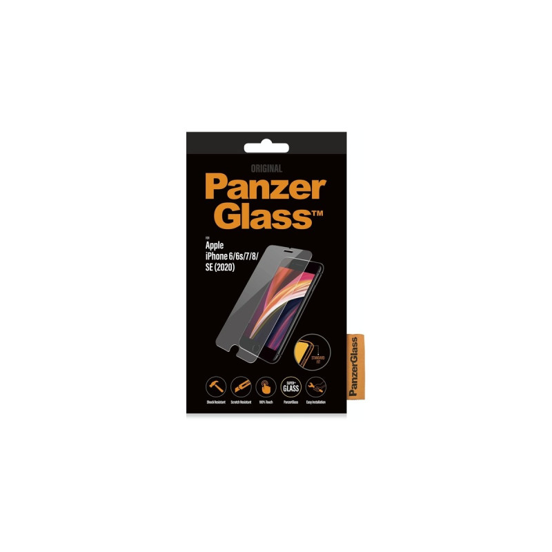 PanzerGlass Displayschutz, Schutzfolie(transparent/schwarz, iPhone SE (3./2.Generation), iPhone 8/7, iPhone 6S/6)