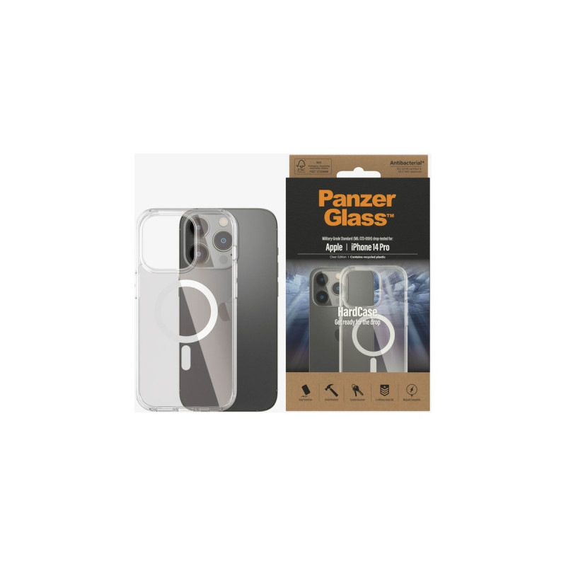 PanzerGlass HardCase, Handyhülle(transparent, iPhone 14 Pro, MagSafe)