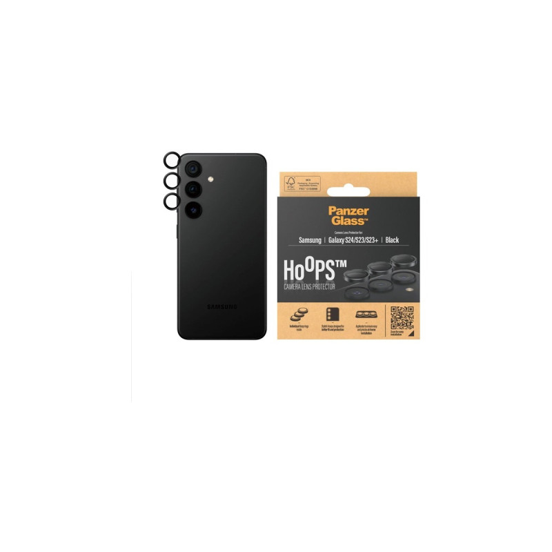 PanzerGlass Hoops Kameraschutz, Schutzfolie(schwarz/transparent, Samsung Galaxy S24, S23, S23 Plus)
