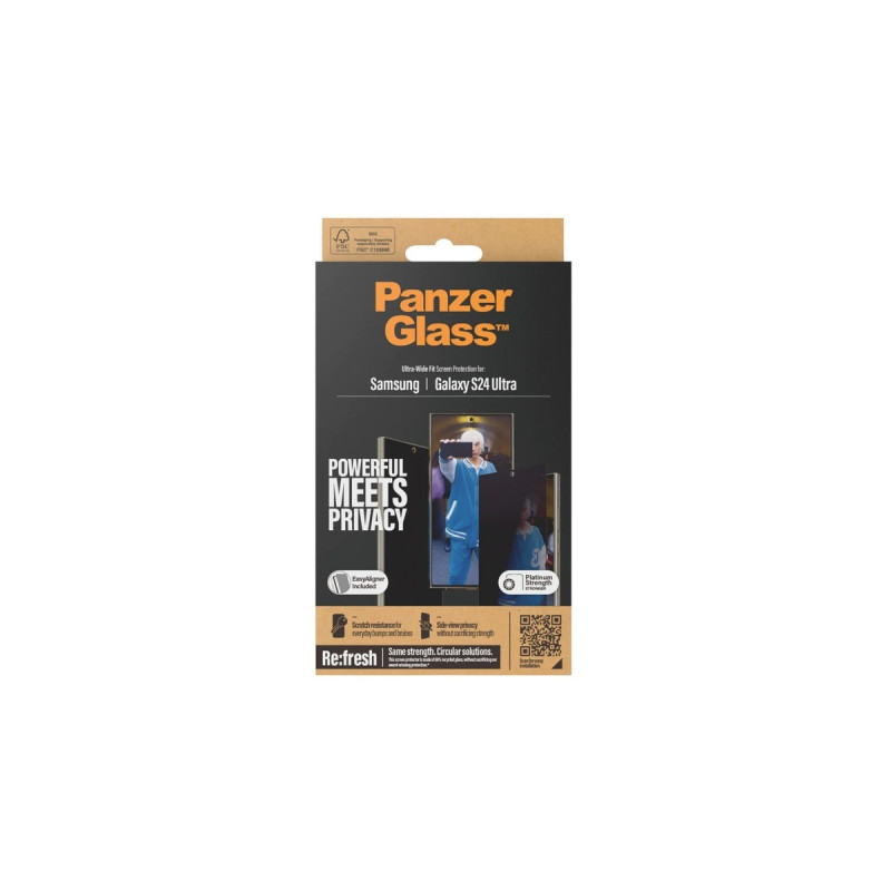 PanzerGlass Privacy Displayschutz, Schutzfolie(transparent, Samsung Galaxy S24 Ultra, EasyAligner)