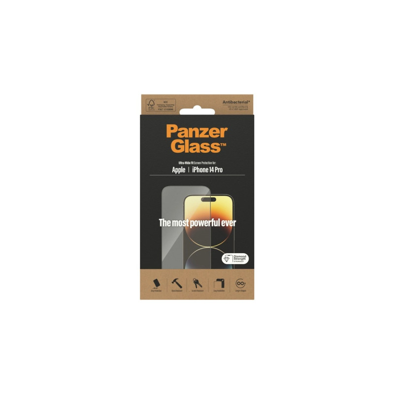 PanzerGlass Ultra Wide Fit Bildschirmschutz, Schutzfolie(transparent, iPhone 14 Pro)