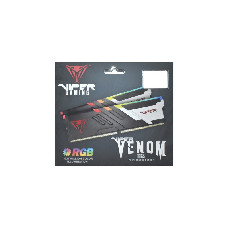 Patriot DIMM 32 GB DDR5-6200 (2x 16 GB) Dual-Kit, Arbeitsspeicher(schwarz/weiß, PVVR532G620C40K, Viper Venom RGB, INTEL XMP)