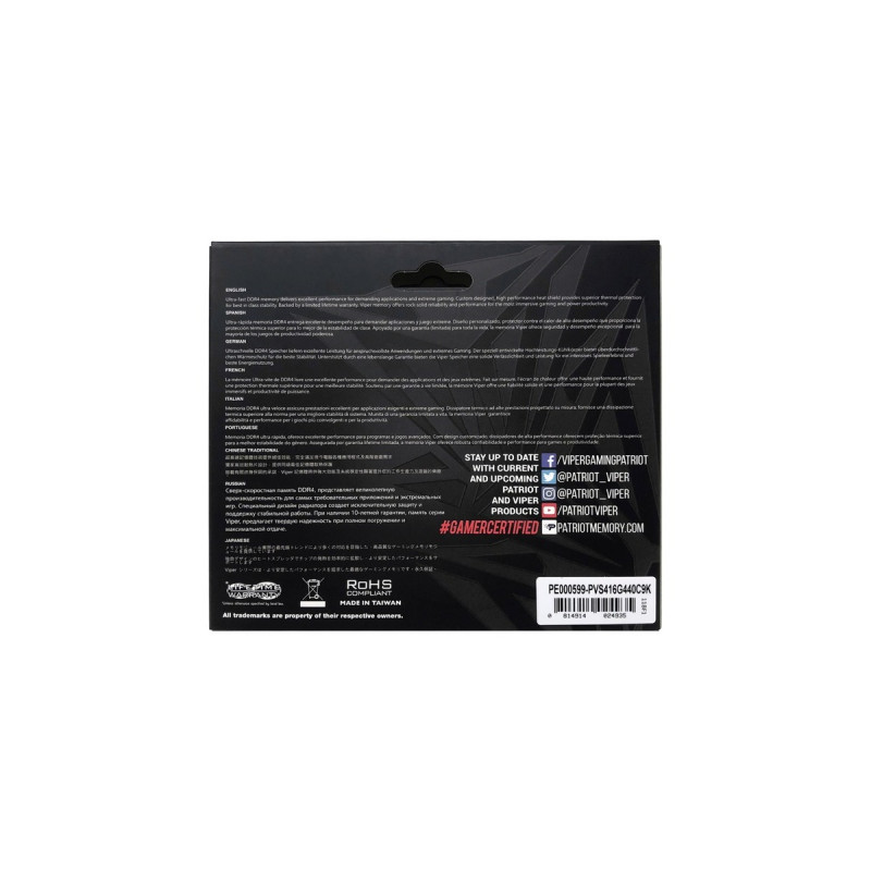 Patriot DIMM 64 GB DDR4-3600 (2x 32 GB) Dual-Kit, Arbeitsspeicher(grau, PVS464G360C8K, Viper Steel, INTEL XMP)