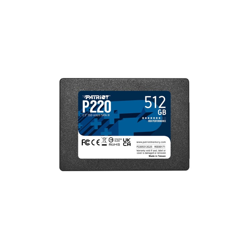 Patriot P220 512 GB, SSD(schwarz, SATA III 6 Gb/s, 2,5