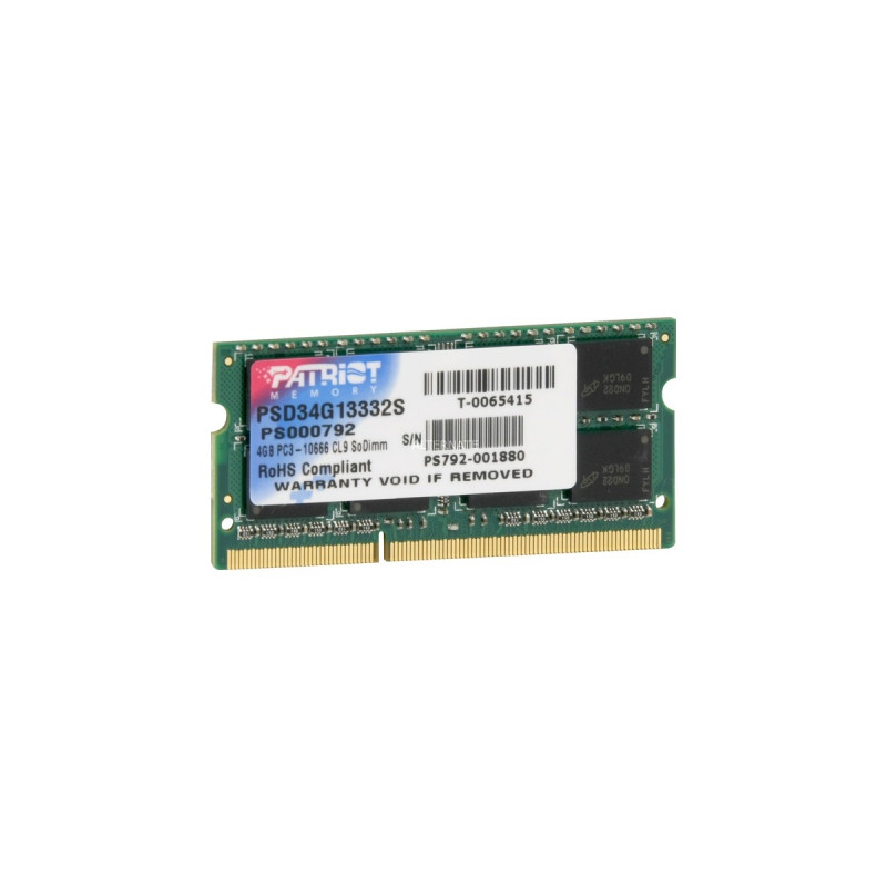 Patriot SO-DIMM 4 GB DDR3-1333, Arbeitsspeicher(PSD34G13332S, Signature Line)
