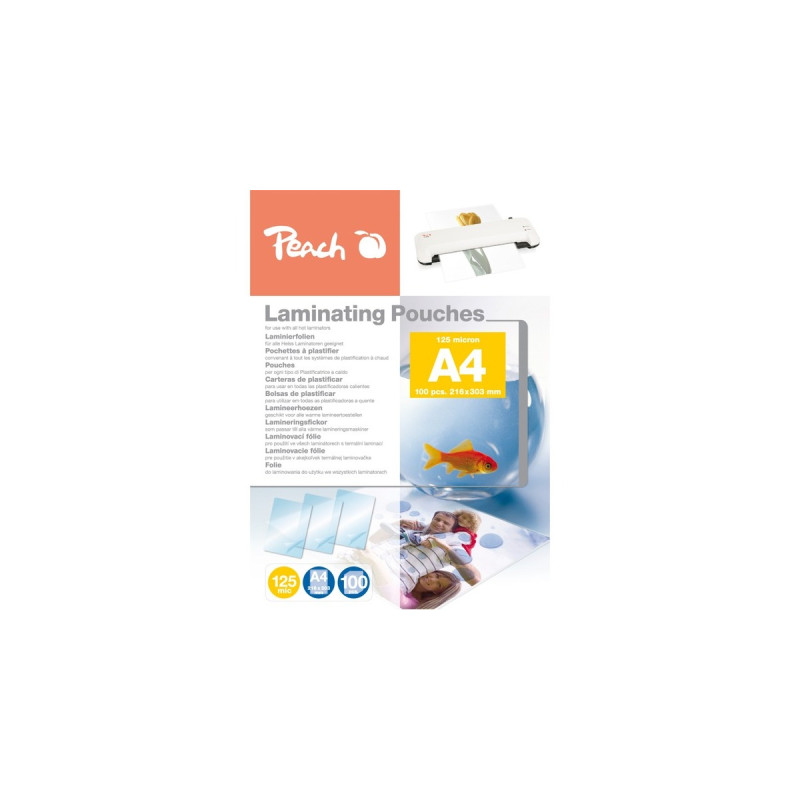 Peach Laminierfolie A4 125mic PP525-02, Folien(glänzend, 100 Stück)
