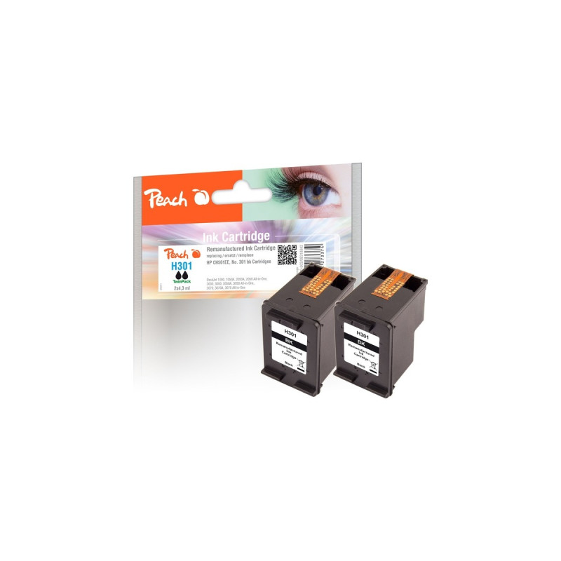 Peach Tinte Doppelpack schwarz PI300-503(kompatibel zu HP 301, CH561EE)