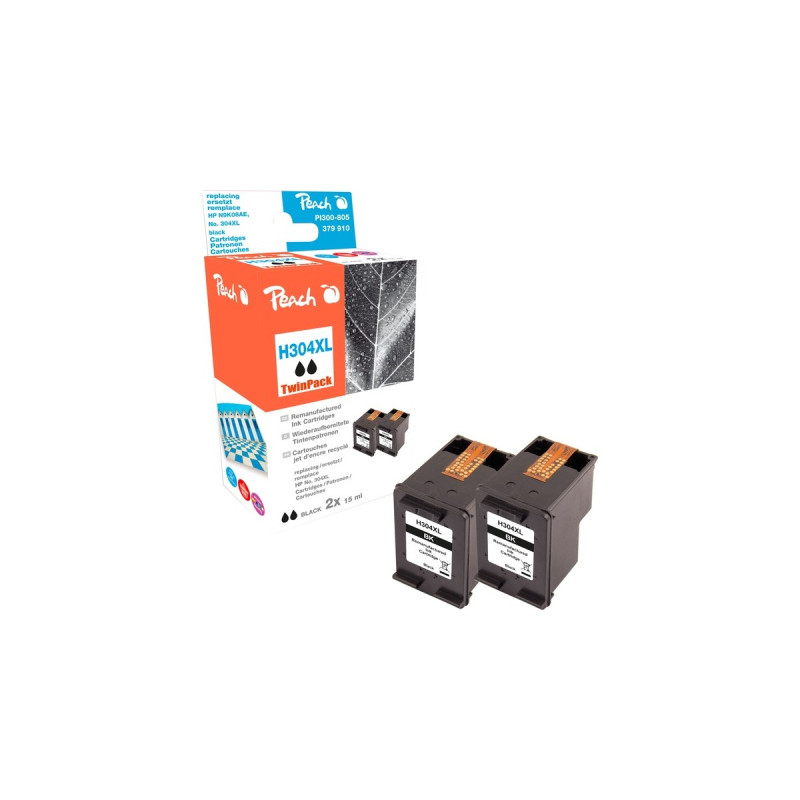 Peach Tinte Doppelpack schwarz PI300-805(kompatibel zu HP 304XL, N9K08AE)