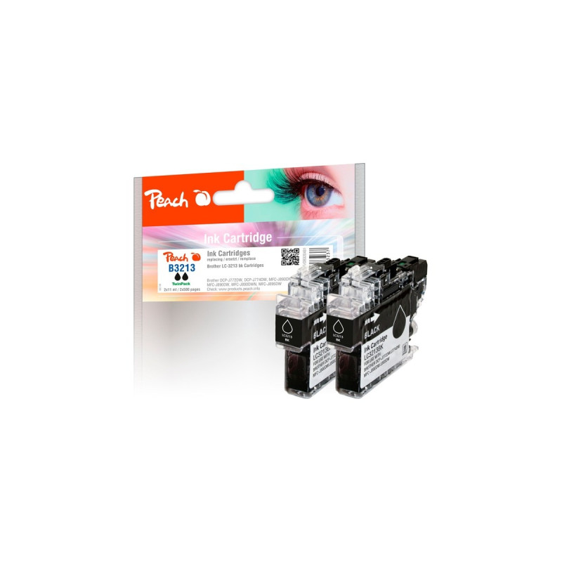 Peach Tinte Doppelpack schwarz PI500-255(kompatibel mit Brother LC-3213BK)