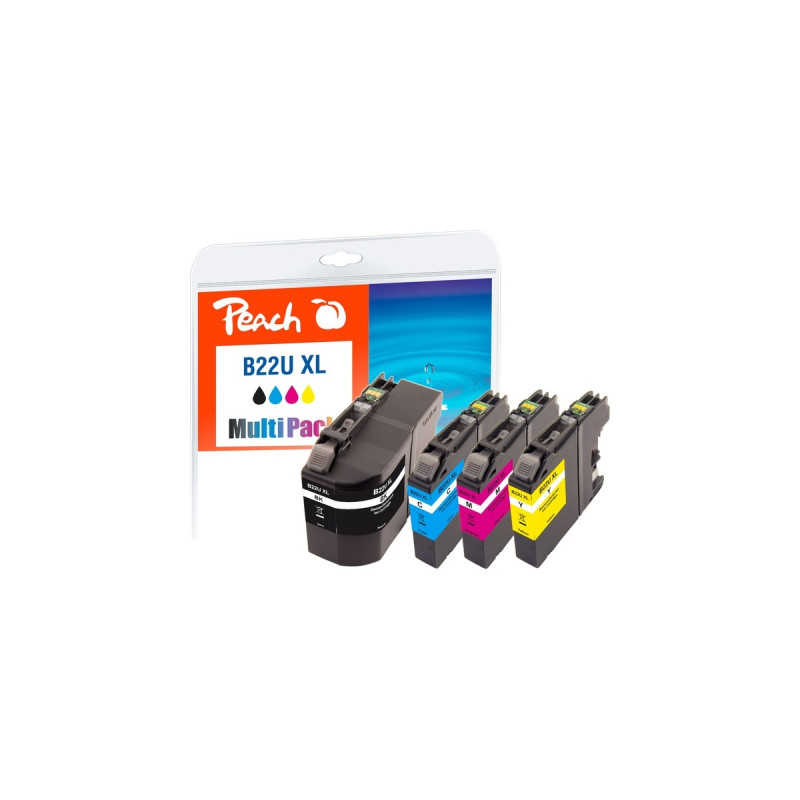 Peach Tinte Spar Pack PI500-210(kompatibel zu Brother LC-22UXLBK/LC-22UXL C/LC-22UXL M/LC22-UXL Y)