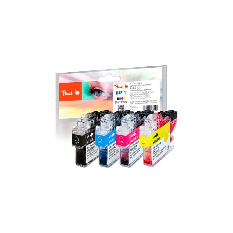 Peach Tinte Spar Pack PI500-252(kompatibel zu Brother LC-3211VALP)