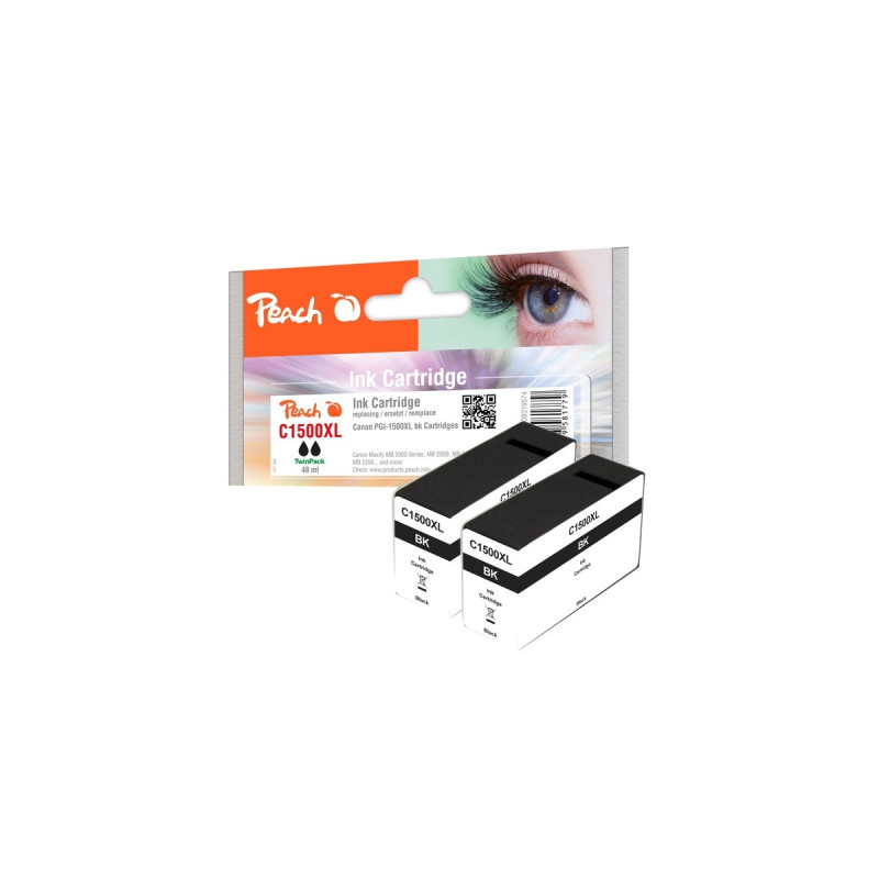 Peach Tinte TwinPack schwarz PI100-272(kompatibel zu Canon PGI-1500BK XL)