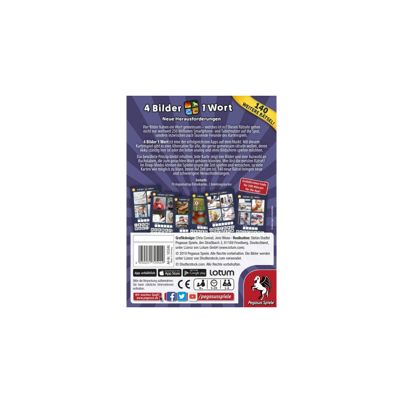 Pegasus 4 Bilder 1 Wort - Neue Herausforderungen, Kartenspiel