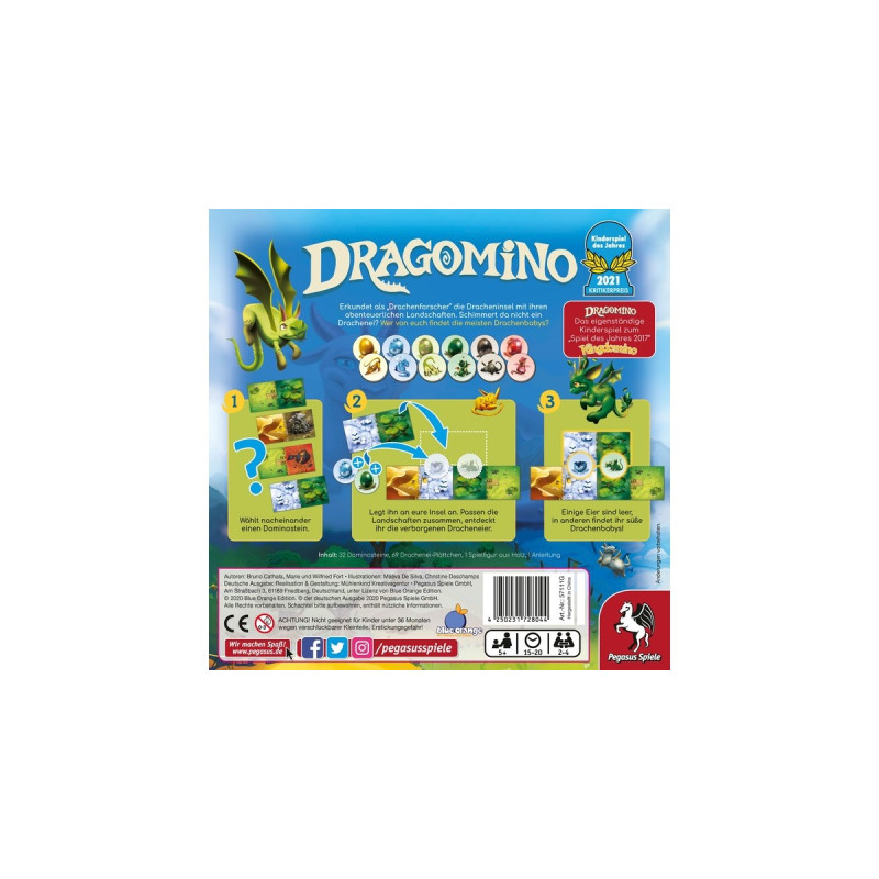 Pegasus Dragomino, Brettspiel(Kinderspiel des Jahres 2021)