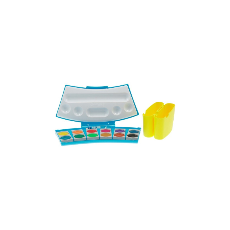 Pelikan Farbkasten ProColor 12(türkis/neon-gelb, 12 Farben und Deckweiß)