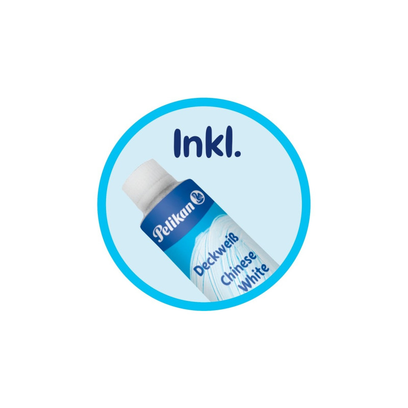 Pelikan Farbkasten ProColor 12(türkis/neon-gelb, 12 Farben und Deckweiß)