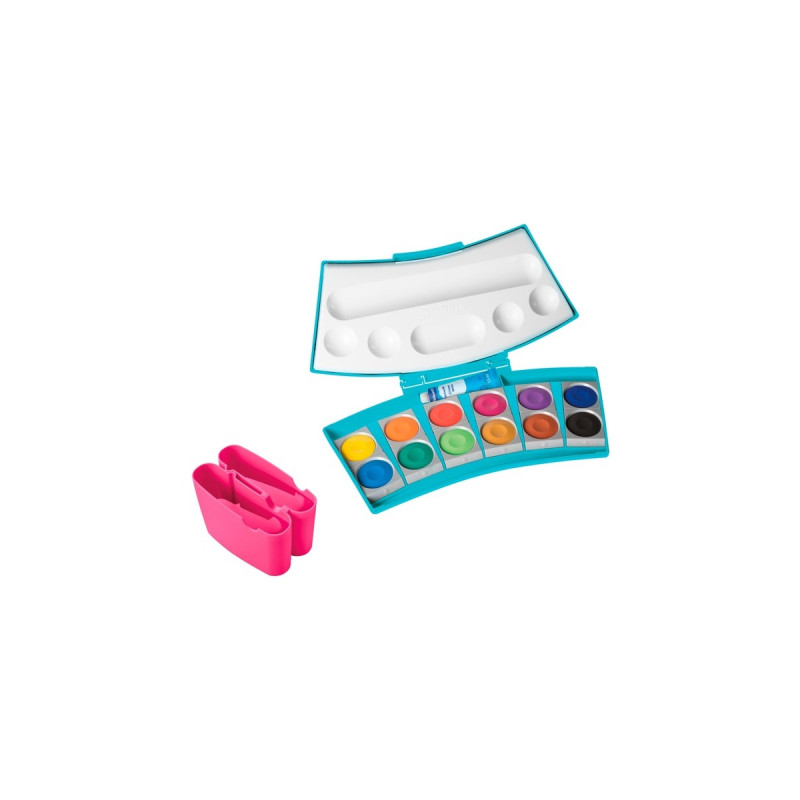 Pelikan Farbkasten ProColor 12(türkis/pink, 12 Farben und Deckweiß)