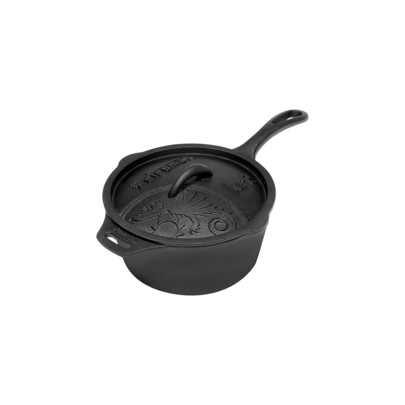 Petromax Gusseiserne Kasserolle kr2, mit Aroma-Profil-Deckel, Topf(schwarz, Ø 22cm)