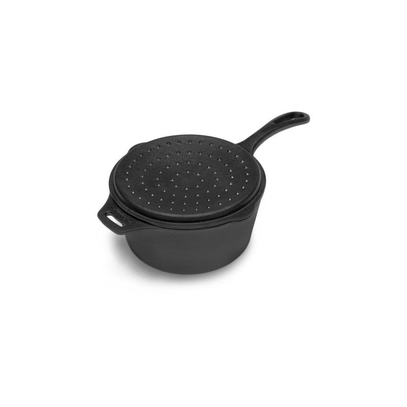 Petromax Gusseiserne Kasserolle kr2, mit Aroma-Profil-Deckel, Topf(schwarz, Ø 22cm)