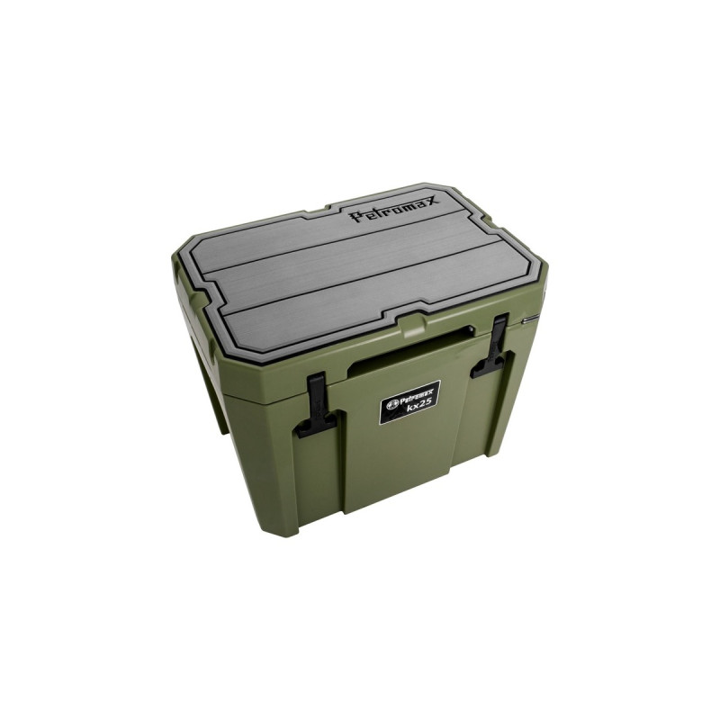 Petromax Haft-Auflage für Petromax Kühlbox kx25, Abdeckung(grau, mit Linienstruktur und Schriftzug)