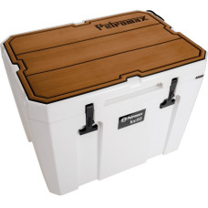 Petromax Haft-Auflage für Petromax Kühlbox kx50, Abdeckung(braun, mit Linienstruktur und Schriftzug)