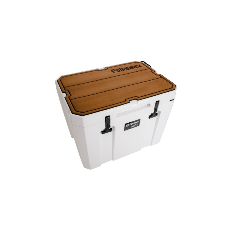 Petromax Haft-Auflage für Petromax Kühlbox kx50, Abdeckung(braun, mit Linienstruktur und Schriftzug)