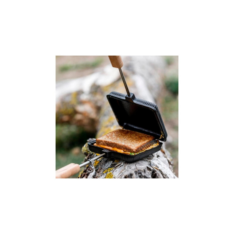 Petromax Sandwicheisen, kurzer Stiel, Backform(schwarz/holz)