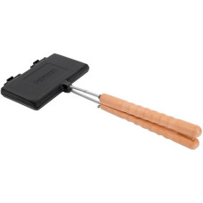 Petromax Waffeleisen, kurzer Stiel, Backform(schwarz/holz, für 2 Waffeln)