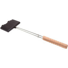 Petromax Waffeleisen, langer Stiel, Backform(schwarz/holz, für 2 Waffeln)