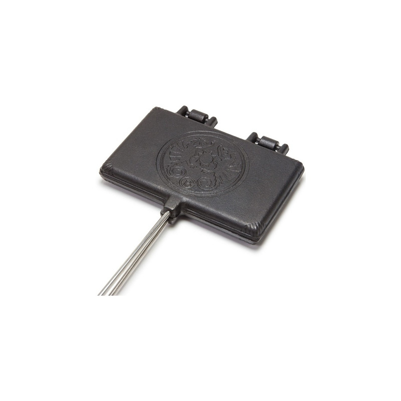 Petromax Waffeleisen, langer Stiel, Backform(schwarz/holz, für 2 Waffeln)