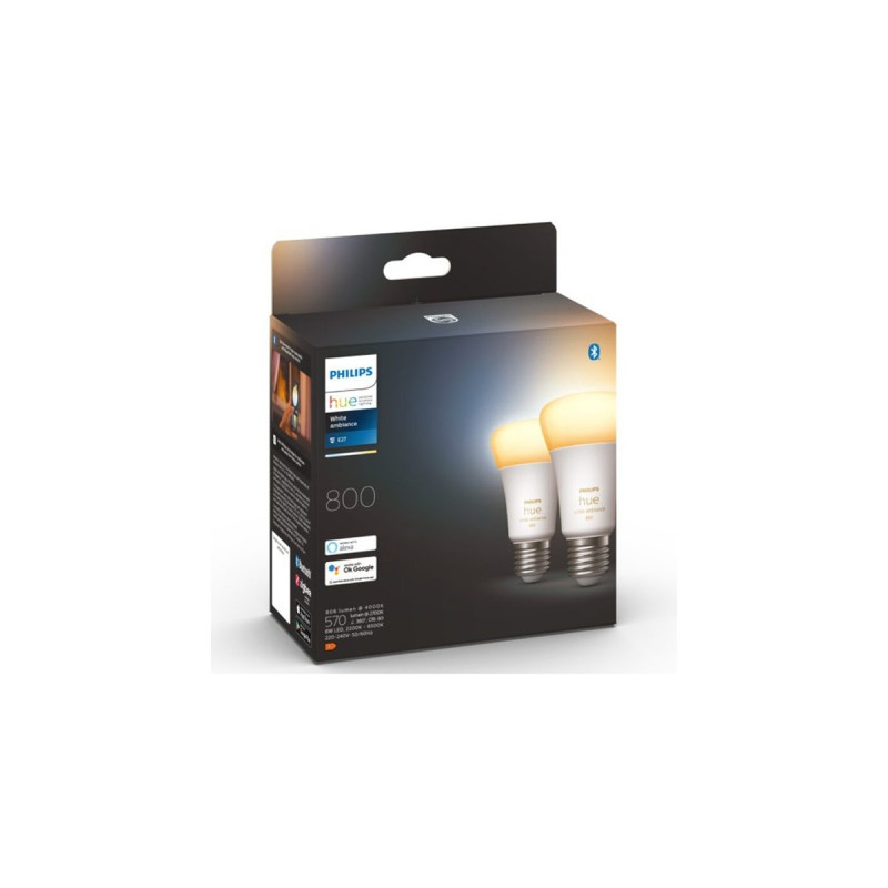 Philips Hue White Ambiance E27, LED-Lampe(Doppelpack, ersetzt 60 Watt)