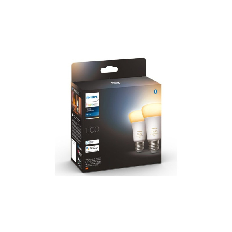 Philips Hue White Ambiance E27, LED-Lampe(Doppelpack, ersetzt 60 Watt)